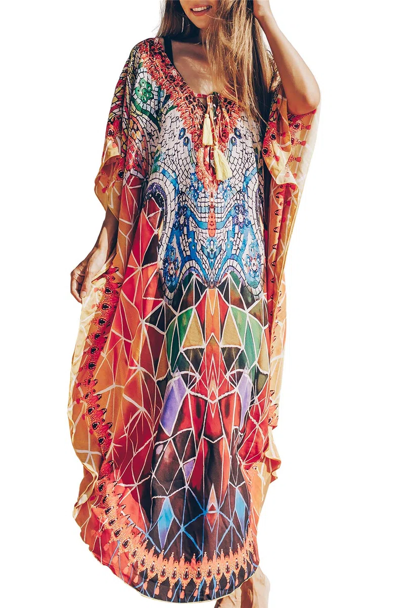 Femmes Boho Kaftan Longuewear Nuit Surdimensionné Vêtements de Détente Robes Plage Couverture Sarong