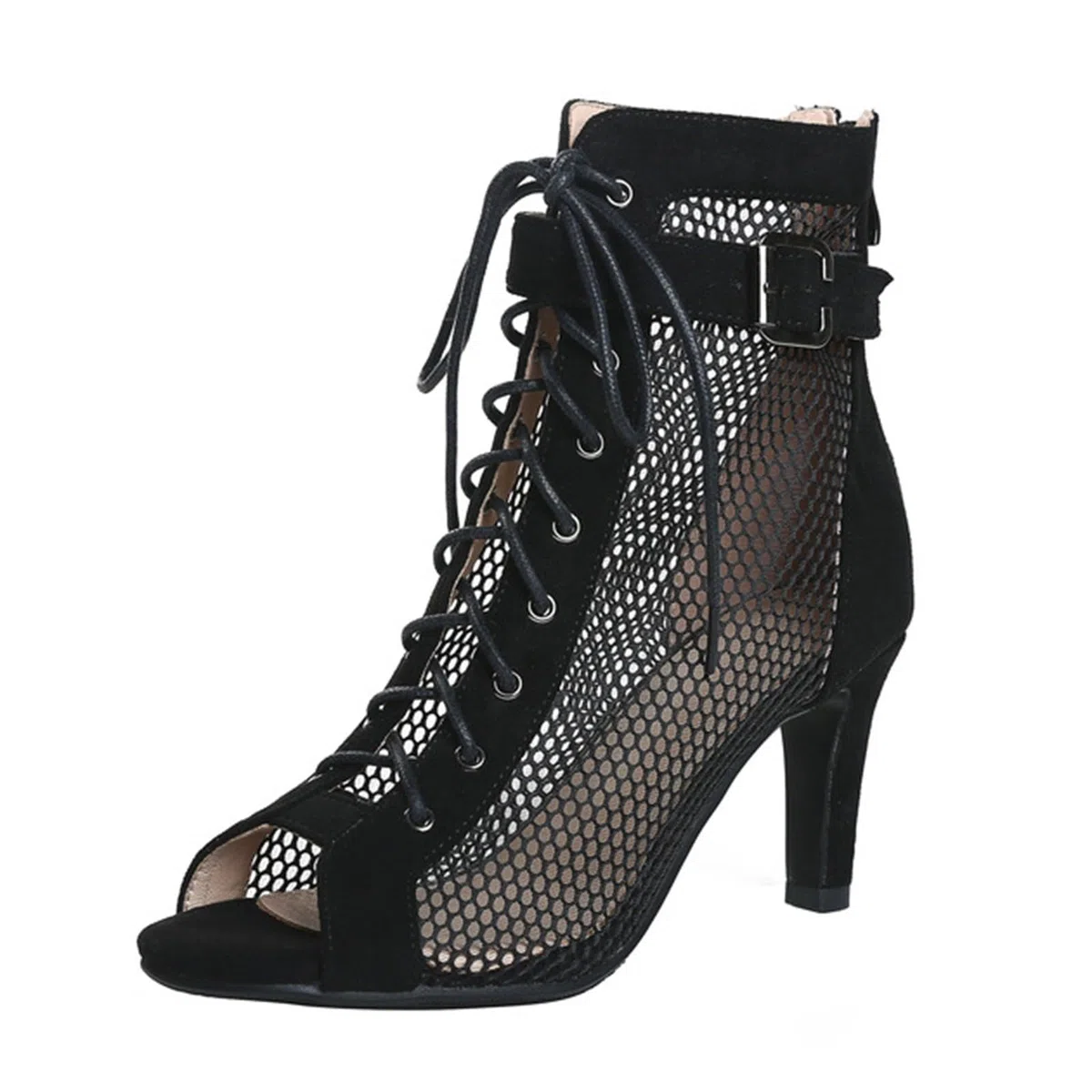Talons Femme Sexy - Heels Dance Shoes pour Cours de Danse, Sandales à Talons Hauts avec Bouche de Poisson et Lacets Réglables, Confortables pour Soirée, Club ou Usage Quotidien - Noir