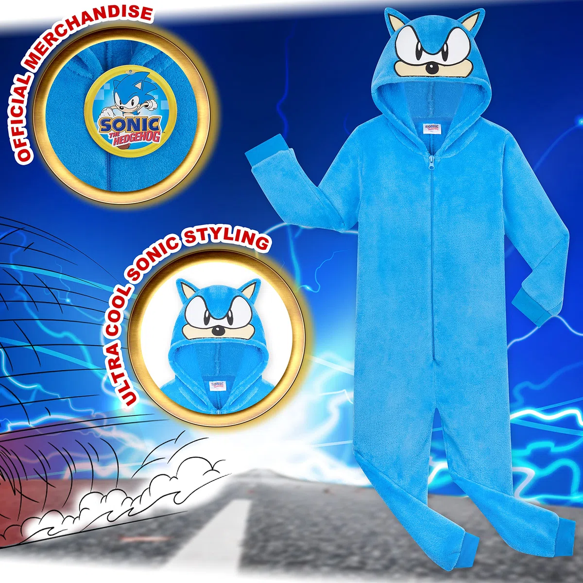 Get Trend Sonic The Hedgehog Pyjama Combinaison Enfant Garcon Grenouillere Polaire Enfant & Ado 4-14 Ans