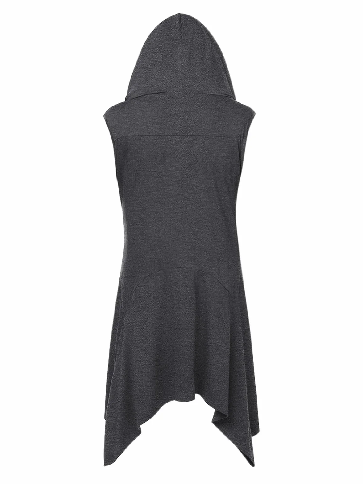 Runcati Veste à volants pour homme - Longue capuche - Sans manches - Col châle - Cardigan drapé - Couleur unie - Léger