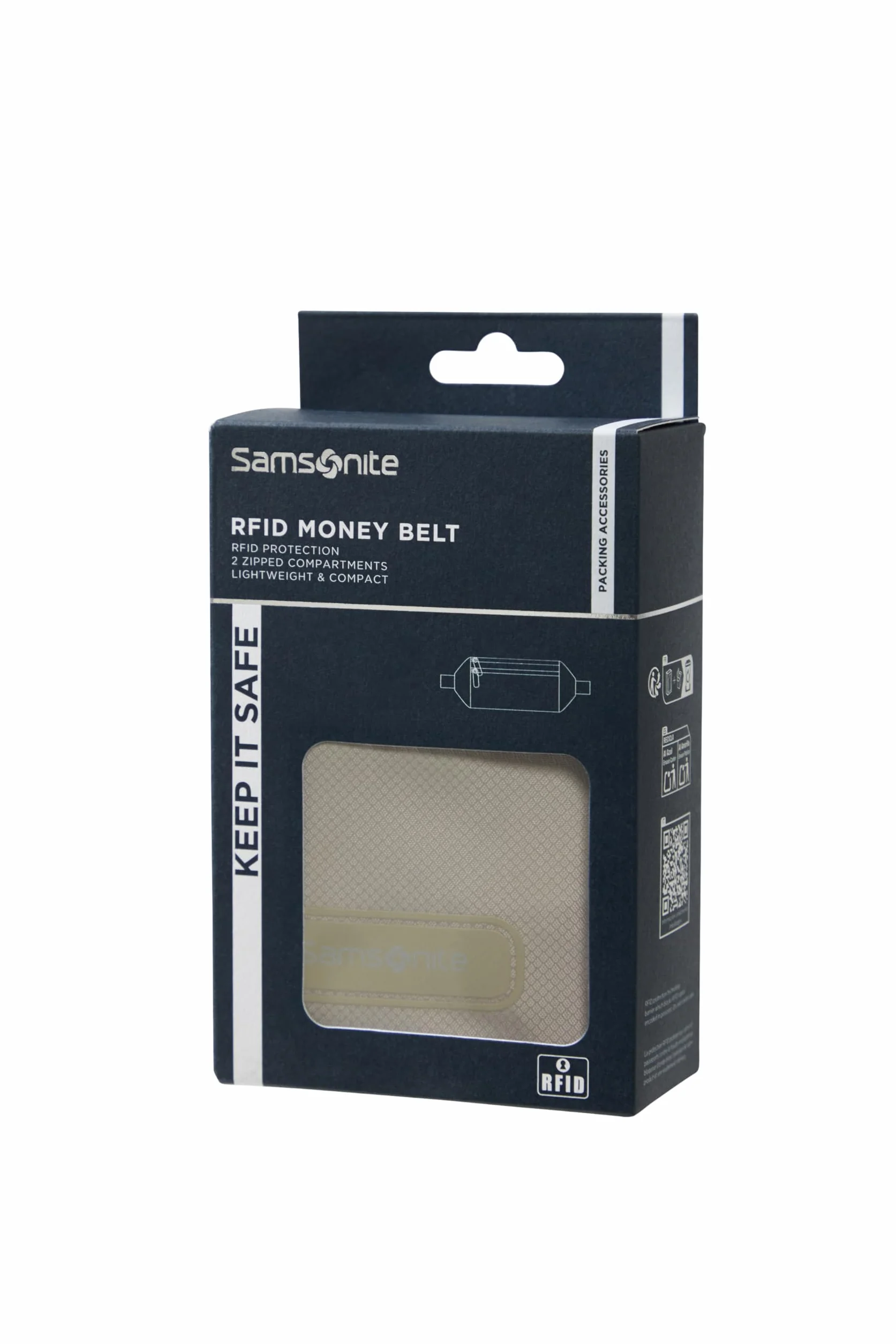 Samsonite TA Revolution Ceinture Porte-Monnaie avec Protection RFID, 2 Poches zippées pour l'argent, Les Cartes bancaires, Les Billets, Les Cartes d'embarquement et Le Passeport, Gris éclipse
