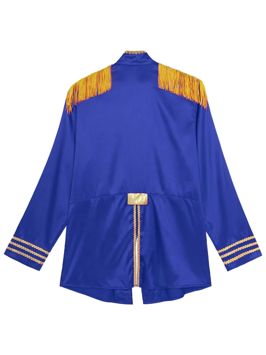 Costume Homme Cirque Directeur De Cirque Veste Uniforme De Maître Piste Manteau Manches Longues Avec Franges Épaulettes Fête Halloween Carnaval
