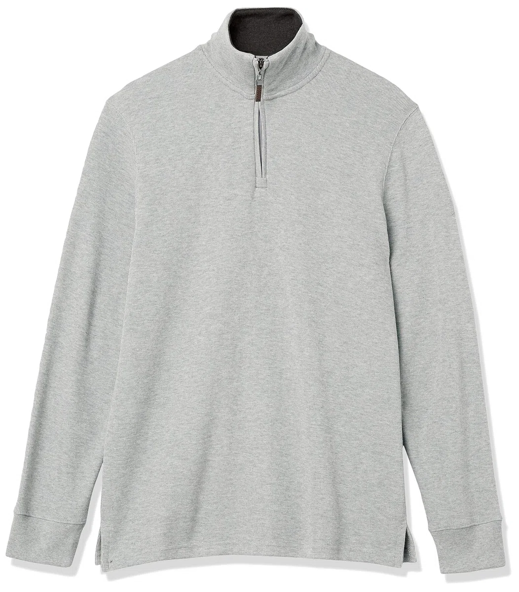 Amazon Essentials Homme Pull Finement Côtelé Zippé 1/4