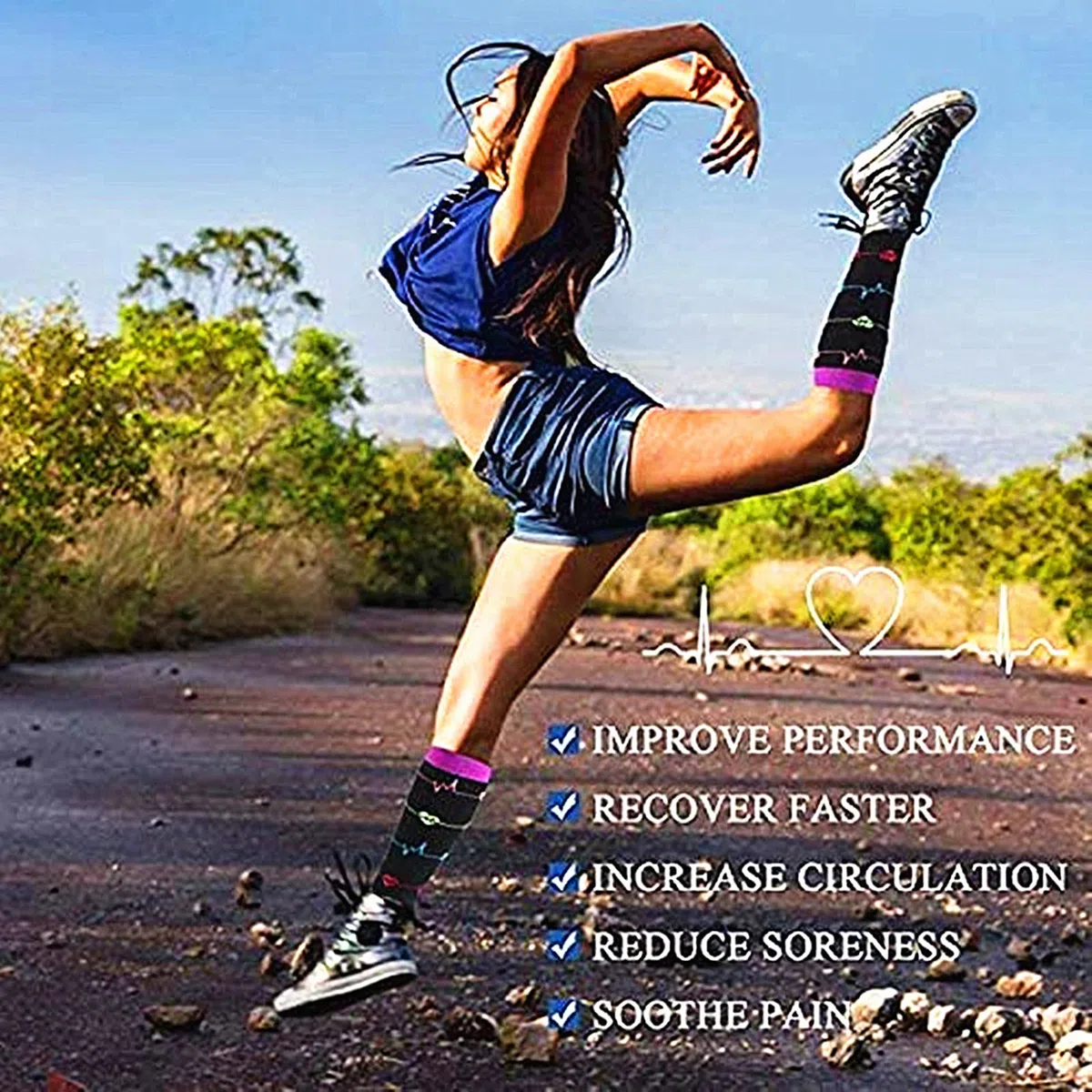 5 paires de chaussettes de compression 20-30 mmHg pour hommes/femmes infirmi¨¨re de r¨¦cup¨¦ration course maternit¨¦ grossesse vol voyage m¨¦dical sant¨¦ sport