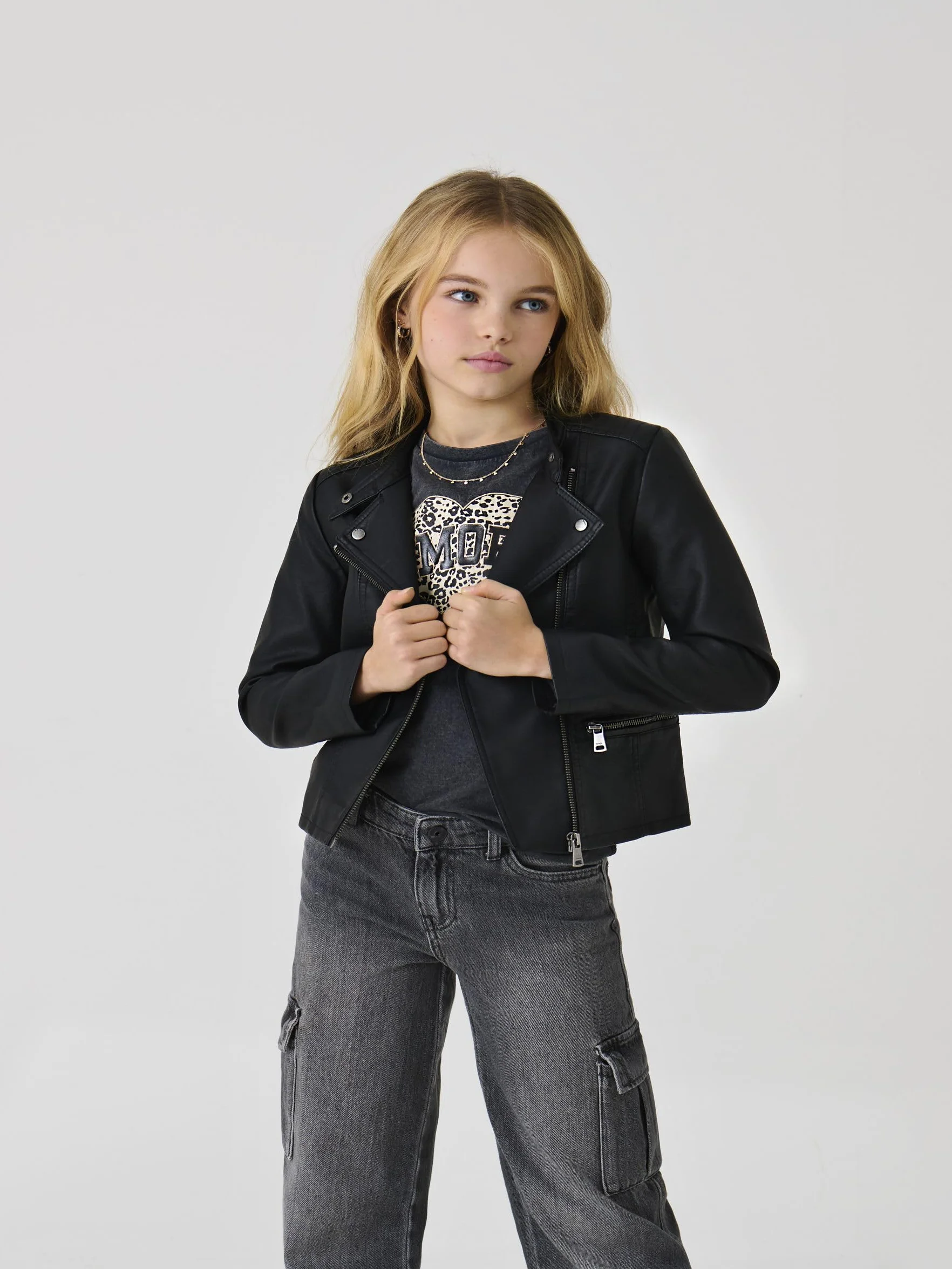 ONLY Konfreya Faux Biker Otw Noos Blouson en simili-cuir Fille