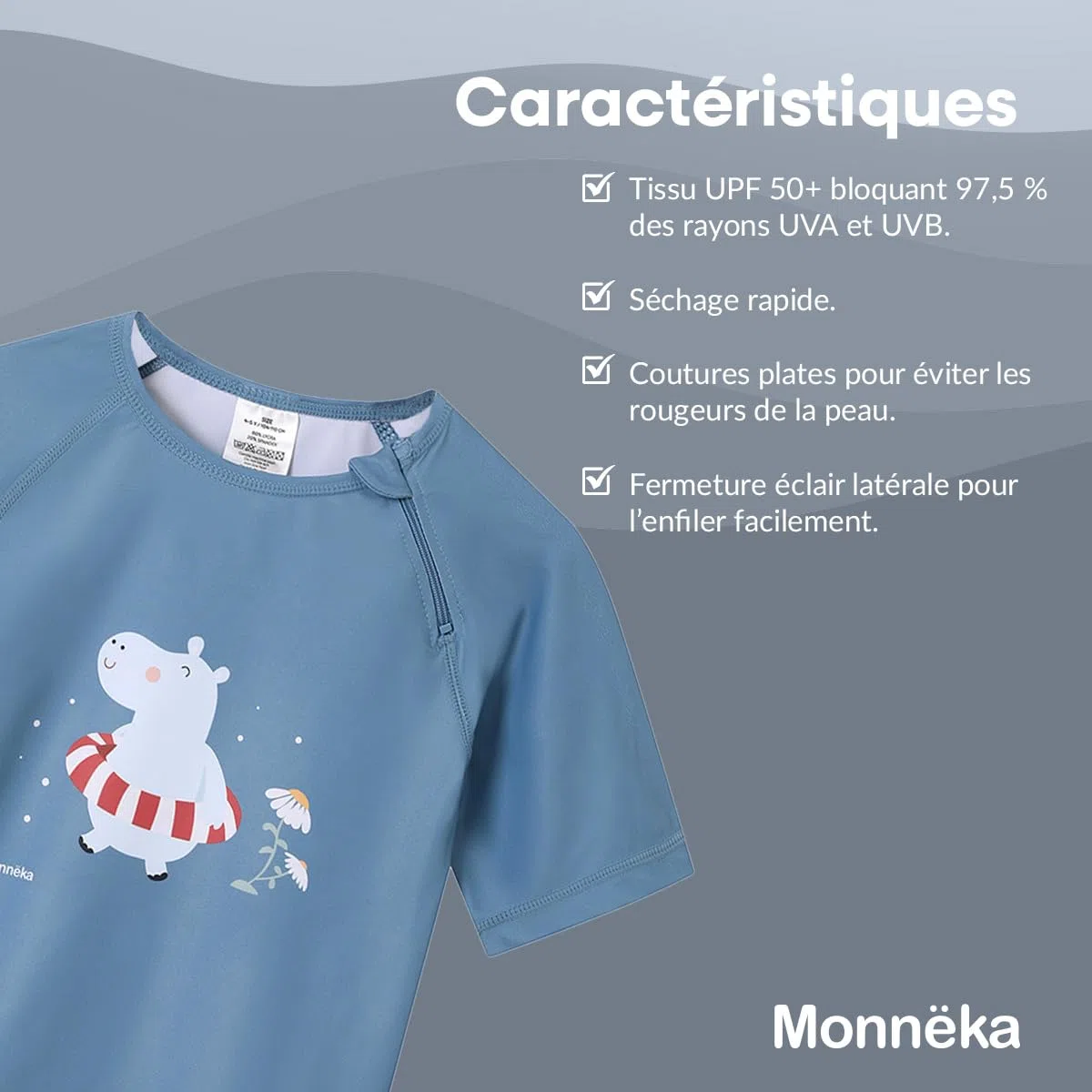 T-Shirt de Bain Rashguard pour Enfants | Maillot de Bain à Manches Courtes avec Protection Solaire pour bébés et Enfants, Doux, Confortable et Facile à Enfiler