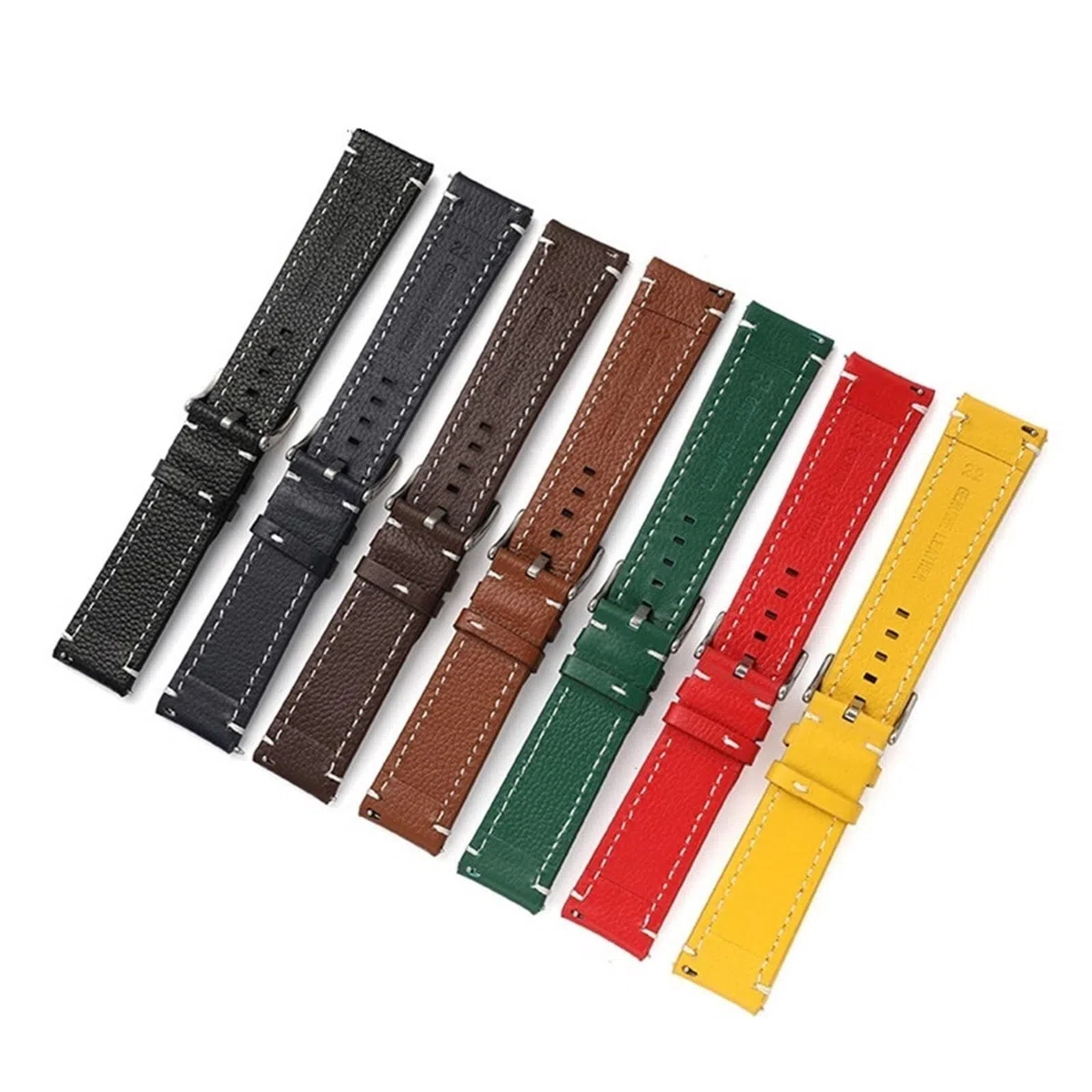 INEOUT Bracelet de montre double face en cuir 18 mm, 20 mm, 22 mm, 24 mm à libération rapide pour homme et femme, jaune, rouge, noir, accessoires de montre