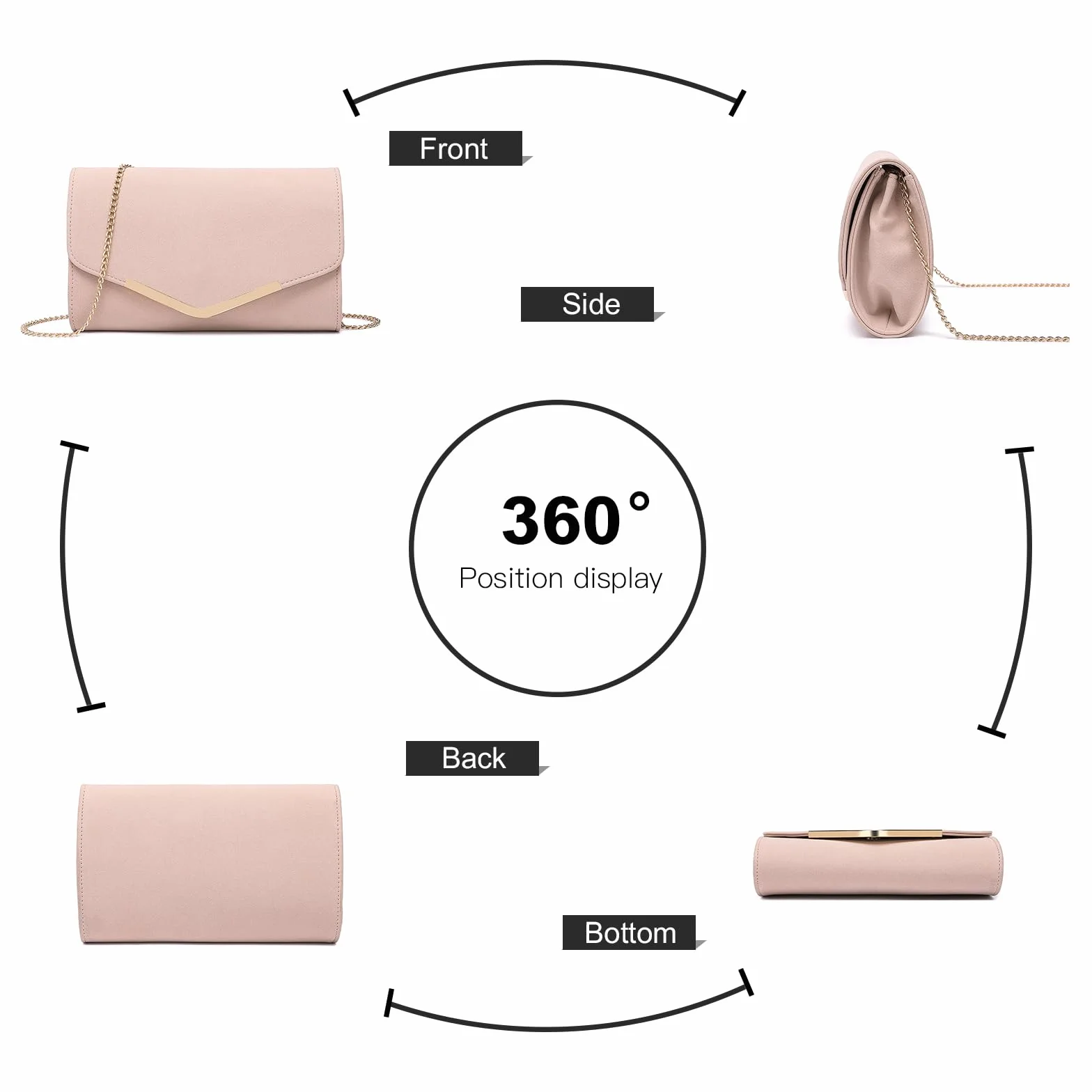 Miss Lulu Pochette soirée femme avec chaîne raffinée, Pochettes et clutches Femmes - Parfaite pour mariages, cocktails, cérémonies de gala et diners élégants