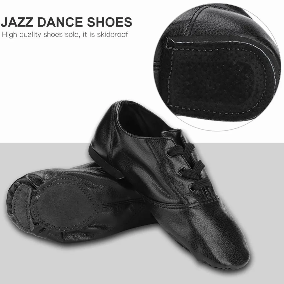 Chaussures de Danse Jazz, Chaussures de Jazz PU de Haute qualité, Chaussures de Sport à Enfiler élastiques pour Enfants Adultes