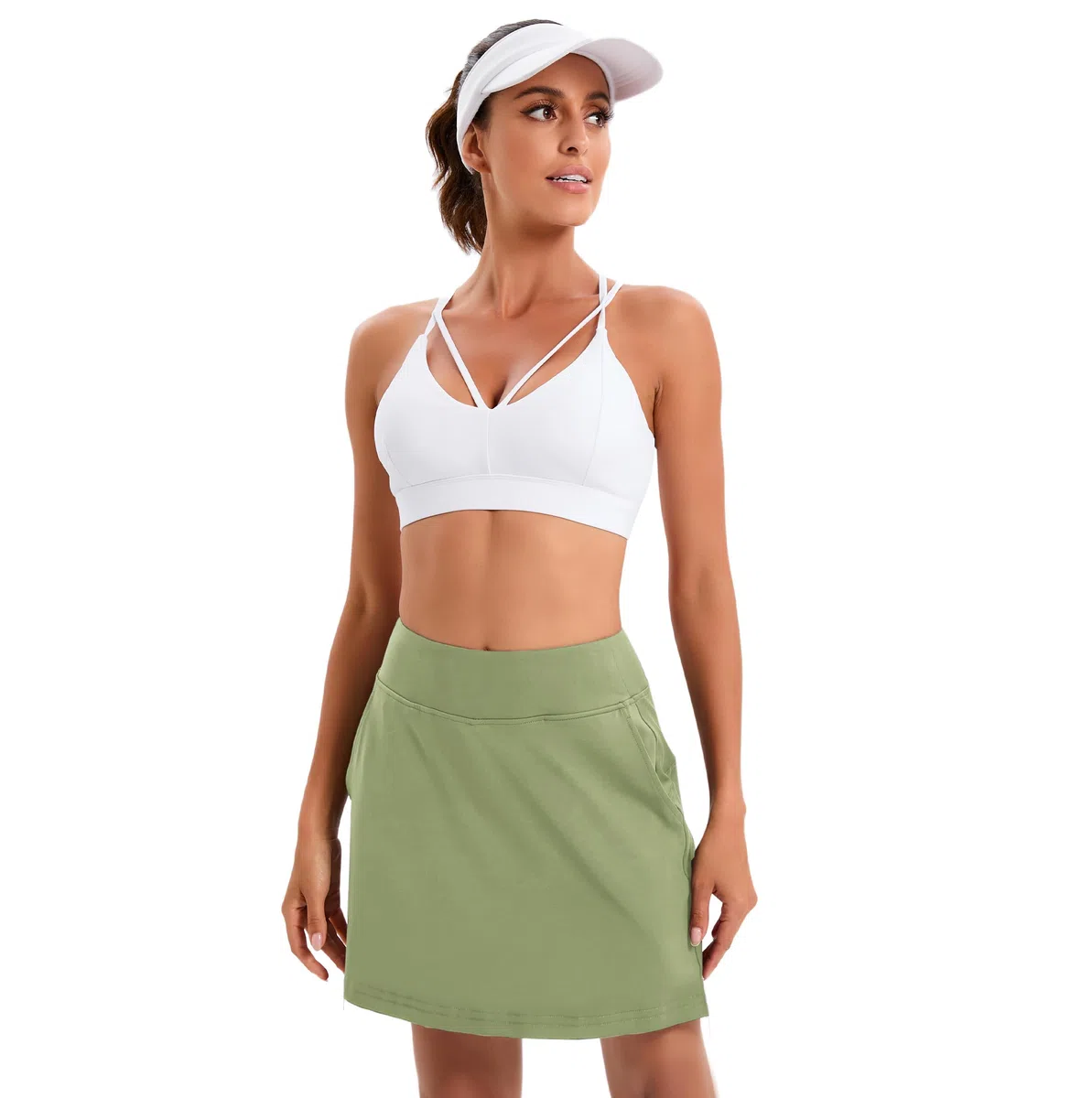Timuspo Jupe de tennis pour femmes, avec short, courte, avec poches, pour le golf, la randonnée, la course, le cyclisme