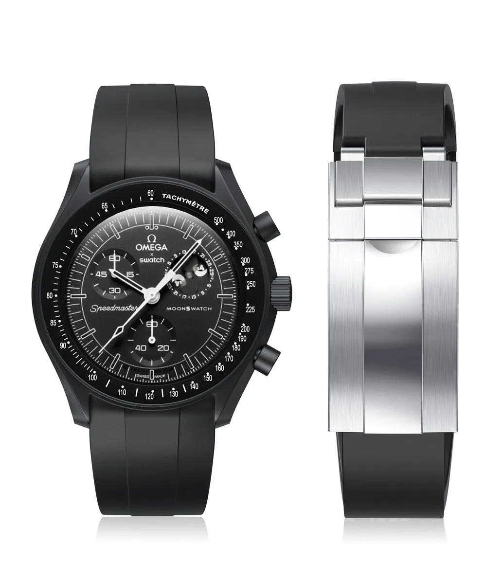 Bracelet de rechange en silicone souple et incurvé pour montre Moonswatch, Omega X, Swatch Speedmaster Moonswatch, 20 mm, pour montre Moonswatch, homme et femme