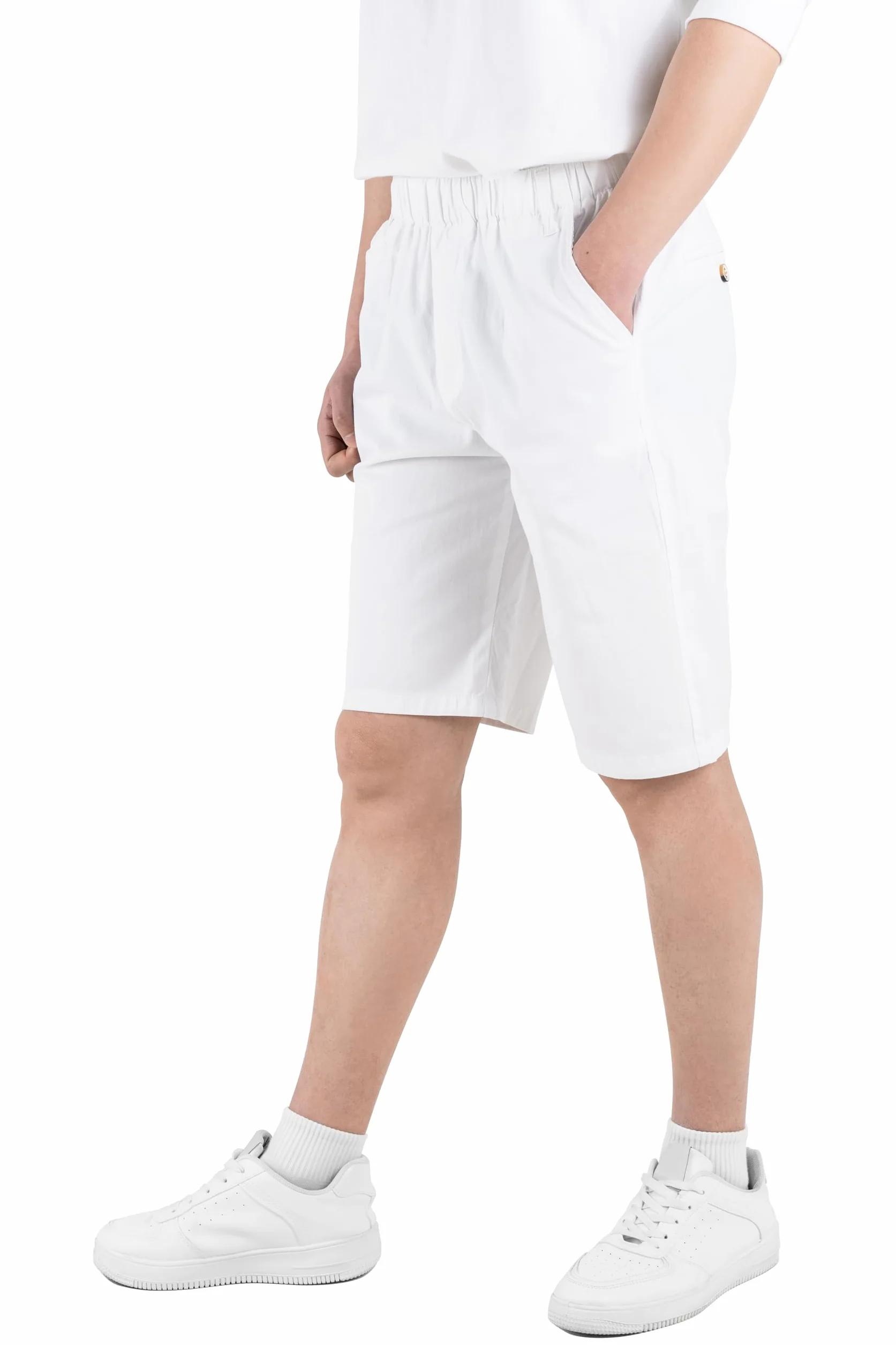 CAMLAKEE Chino Shorts Garçons Enfants Pantalon d'été Respirant uni avec Taille élastiquée