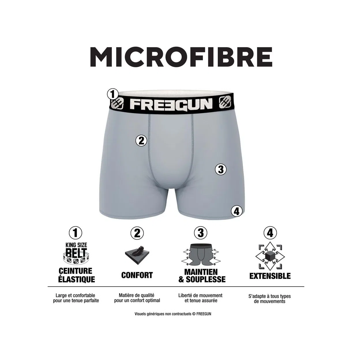 Freegun Boxer Homme One Piece, Caleçon Homme (Lot de 5)