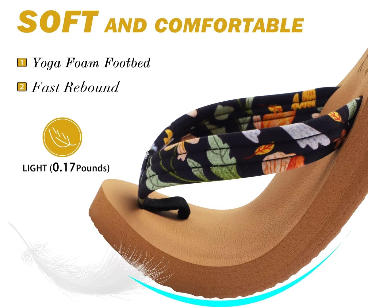 KuaiLu Tongs avec soutien de la voûte plantaire pour femme - Confortables, légères et douces - Tapis de yoga - Sandales de marche