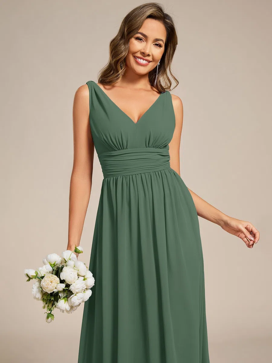 Ever-Pretty Robe de Soirée Longue Femme avec Ruchés en Mousseline de Soie Classique 09016