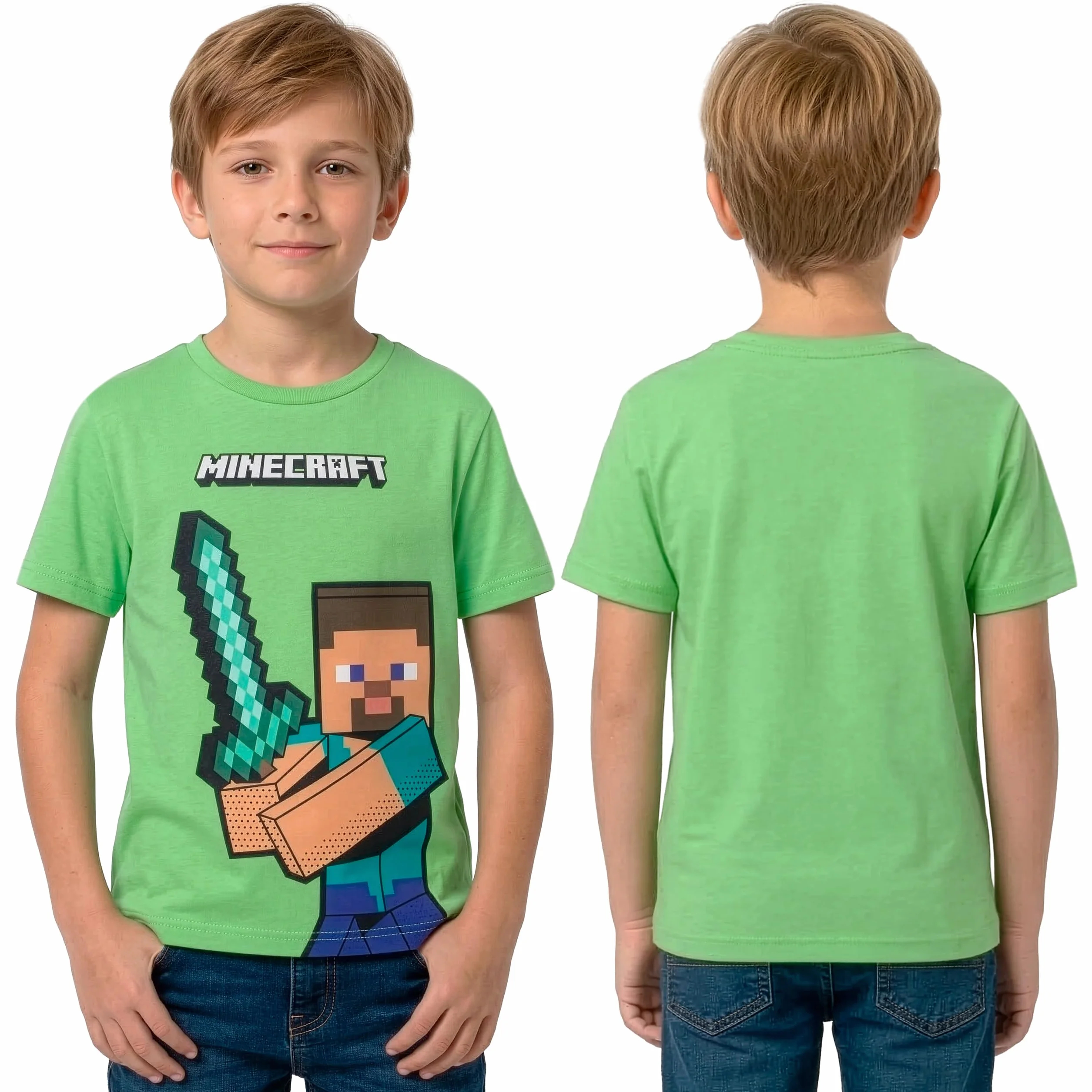 Minecraft T-Shirt pour Garçons, Lot De 3 T-Shirts Gaming pour Garçons, Pack Multiple De T-Shirts Enfants