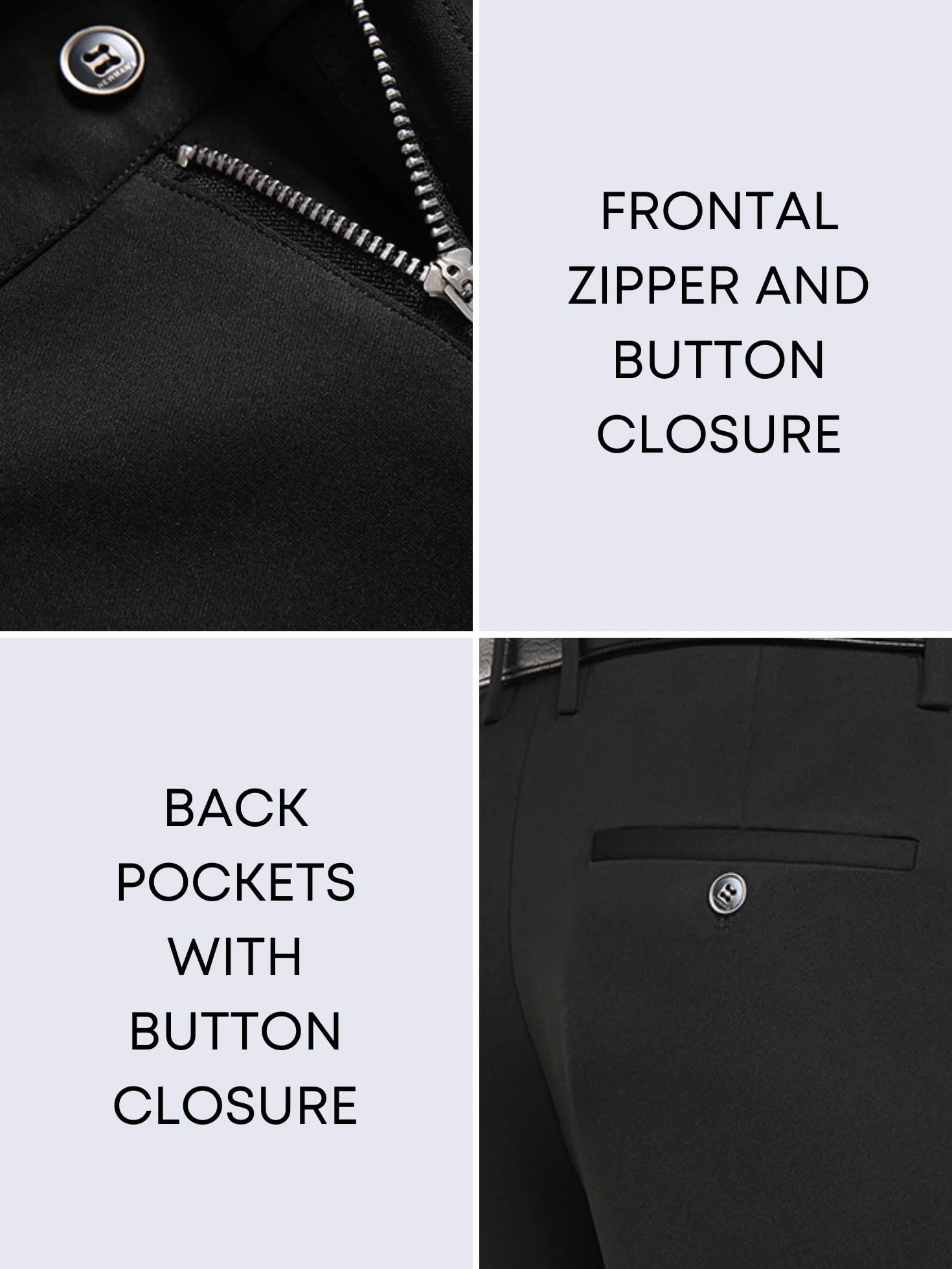 MAGIC SELECT Pantalon de Robe Homme Élégant. Pantalon de Costume, Coupe Droite avec Plis et Poches à Utiliser au Bureau, au Travail, au Serveur, au Commis de Magasin (Printemps-été)