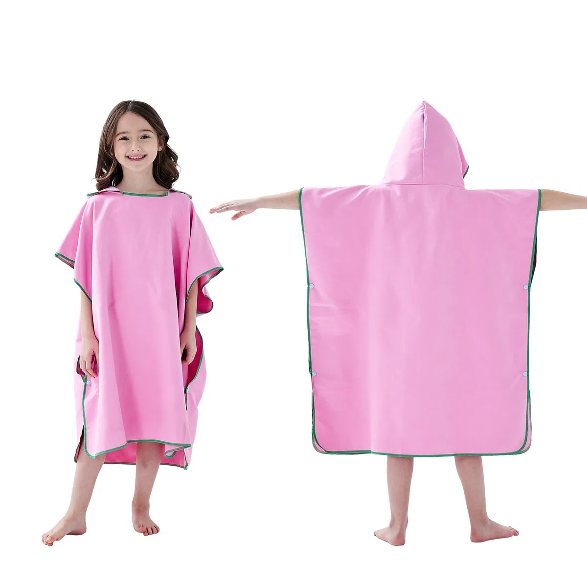 Poncho de Bain Enfant Serviette Microfibre de Plage Serviette Piscine avec Capuche, Poncho Natation à Séchage Rapide pour Garçons Filles Été Surfant Voyage, Rose