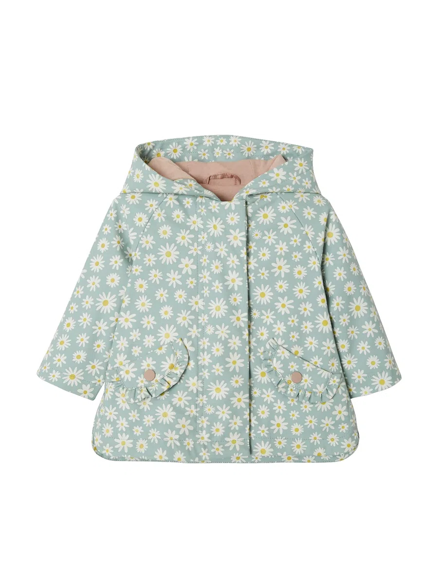 VERTBAUDET Ciré bébé fille à capuche vert céladon imprimé 12M(74CM)