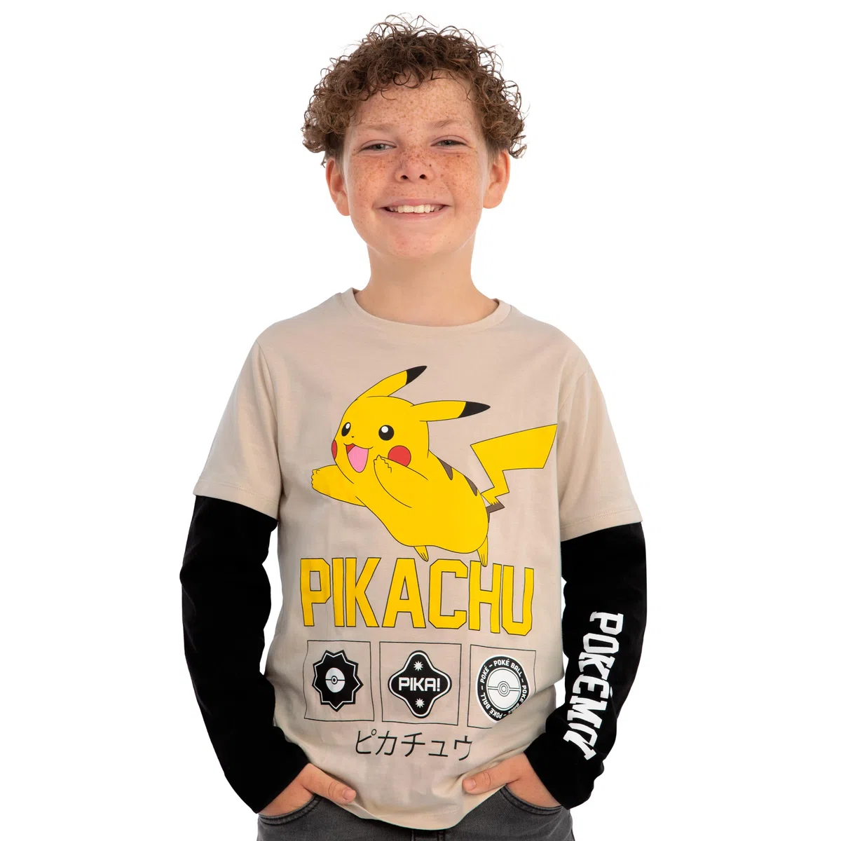 Pokémon T Shirt Garcon, T-Shirt Enfant à Manches Longues, Haut Pikachu Garçon, Vêtements Garçon en Coton