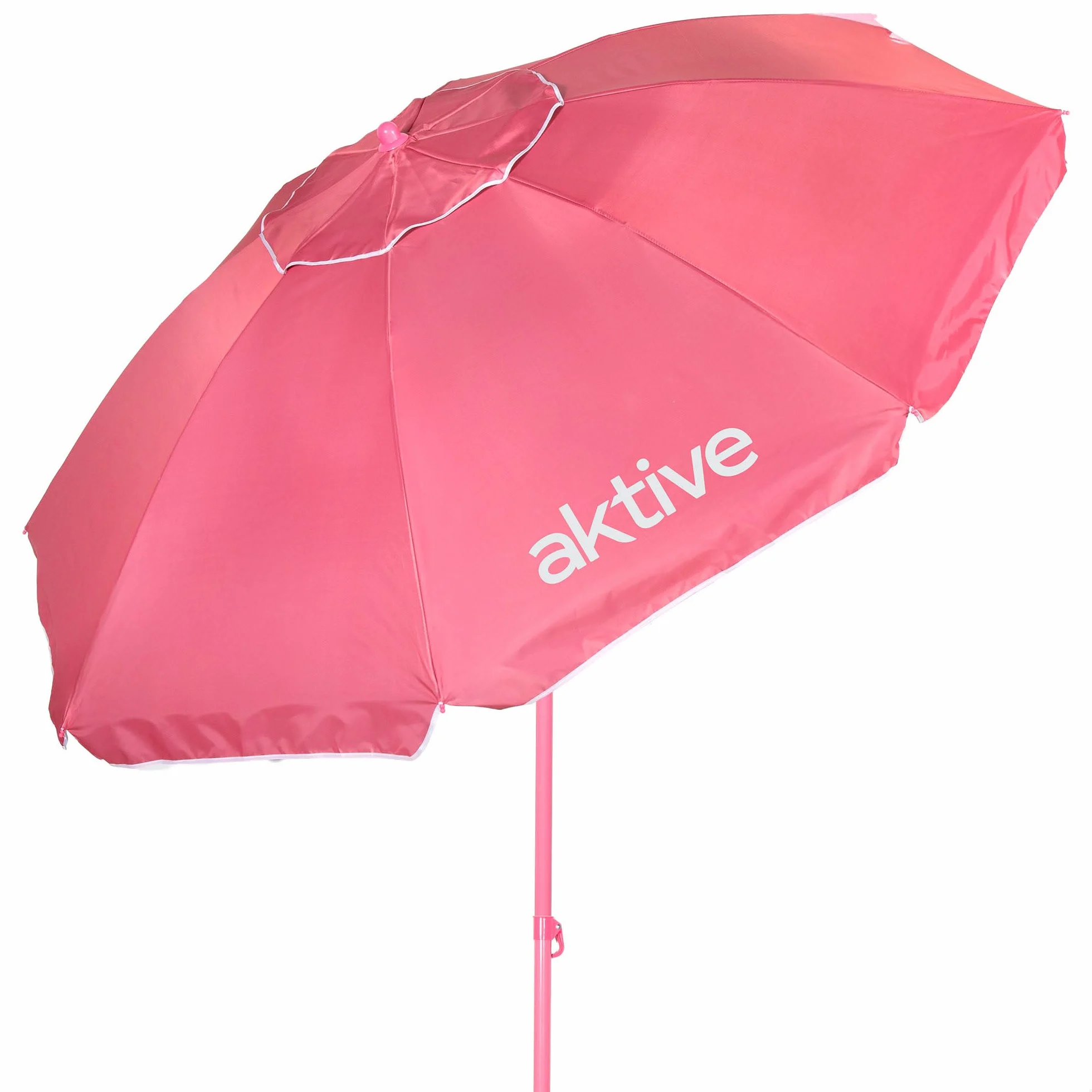 AKTIVE BEACH 62484 Parasol de plage inclinable avec protection UV50, 8 baleines, matériau Oxford, avec ventilation, pour extérieur Rose 220 cm