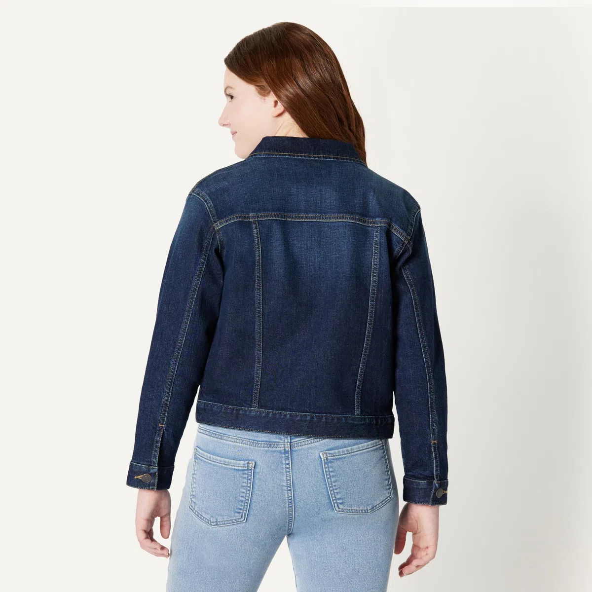 Amazon Essentials Veste Camionneur en Denim Moyennement Extensible pour Garçons et Filles, Coupe Standard Mixte Enfant