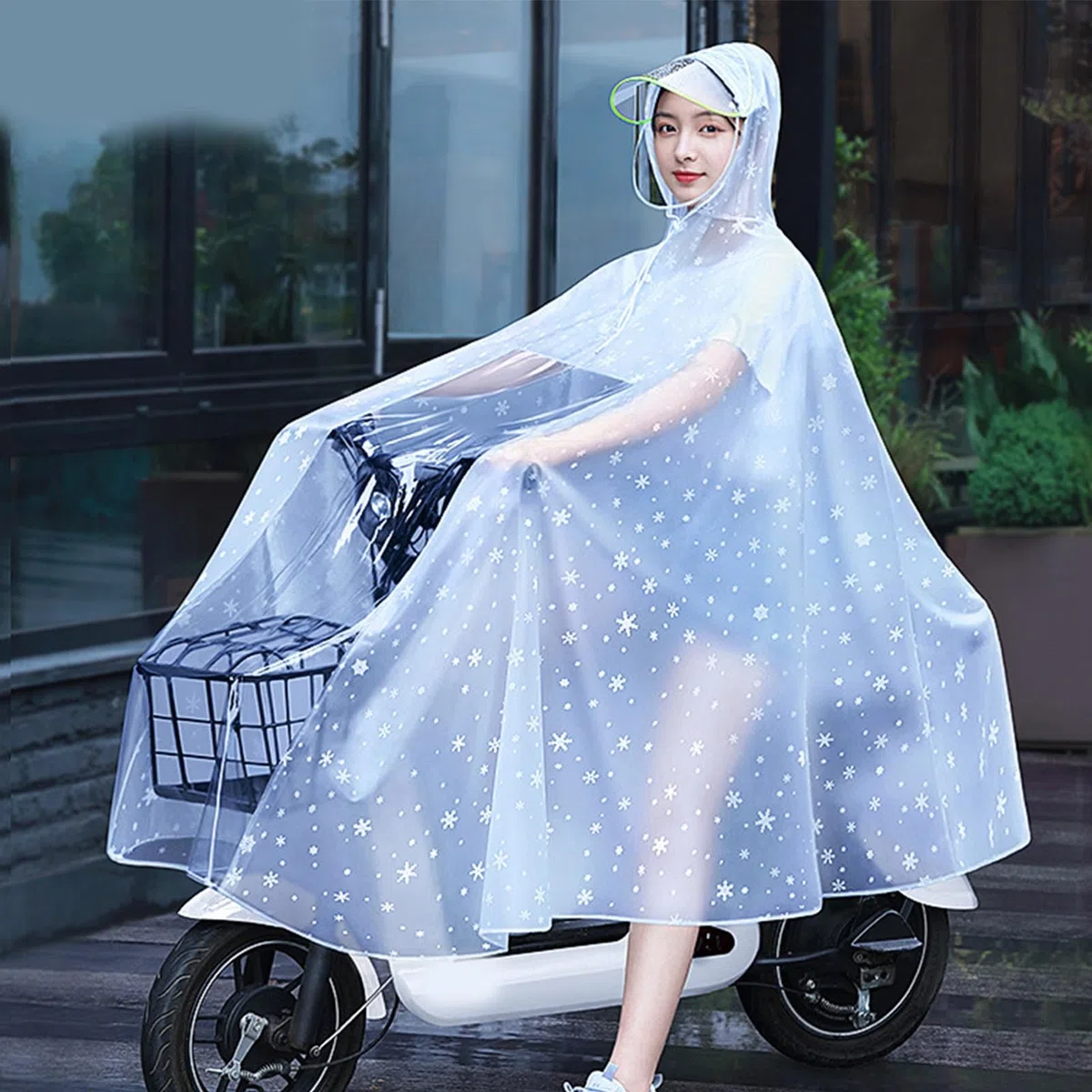 Réclinaison de Cyclisme Transparent, Femmes Plein Full Corps Long Scooter Rainqueur, Vélo électrique Lightweigh avec une Protection Complète pour la Conduite, le Vélo ou