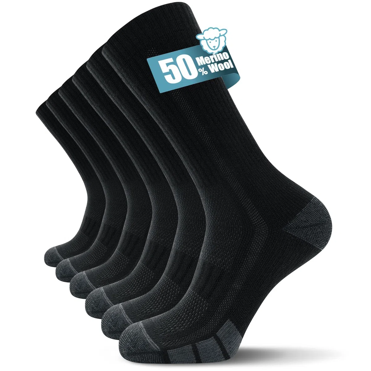 TANSTC Chaussettes Homme Femme 43-46 39-42 35-38 47-50 Chaussette Antidérapante Respirant de Randonnée en Laine Mérinos, Chaussettes Hautes Sports Trekking Course, 3 Paires
