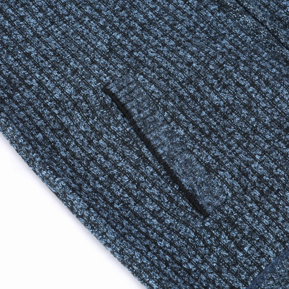 YOUTHUP Homme Cardigan Epais Rayé Tricoté Zippé Gilet Veste Couleur Mélangée Coupe Ajustée Automne Hiver Veste Pull