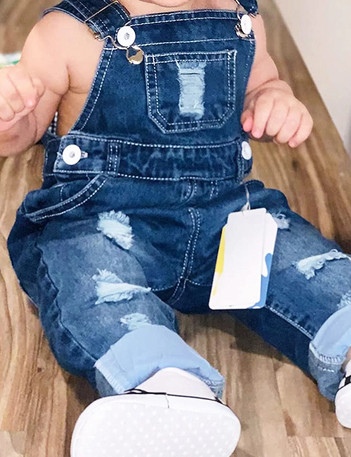 KIDSCOOL SPACE Petite salopette en jean pour fille, short en jean déchiré
