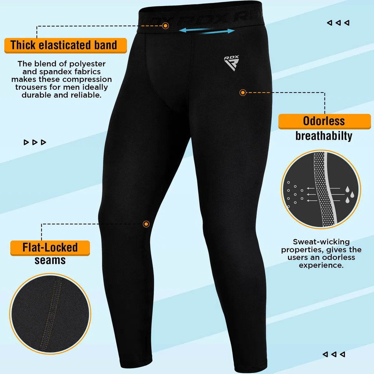 RDX MMA Pantalon de Compression Thermique, Pantalon avec Couches de Base, Sport Triathlon Gym Workout Running Training Boxe Fitness Pantalon de Cyclisme, Quick Cool Dry Tights Caleçon