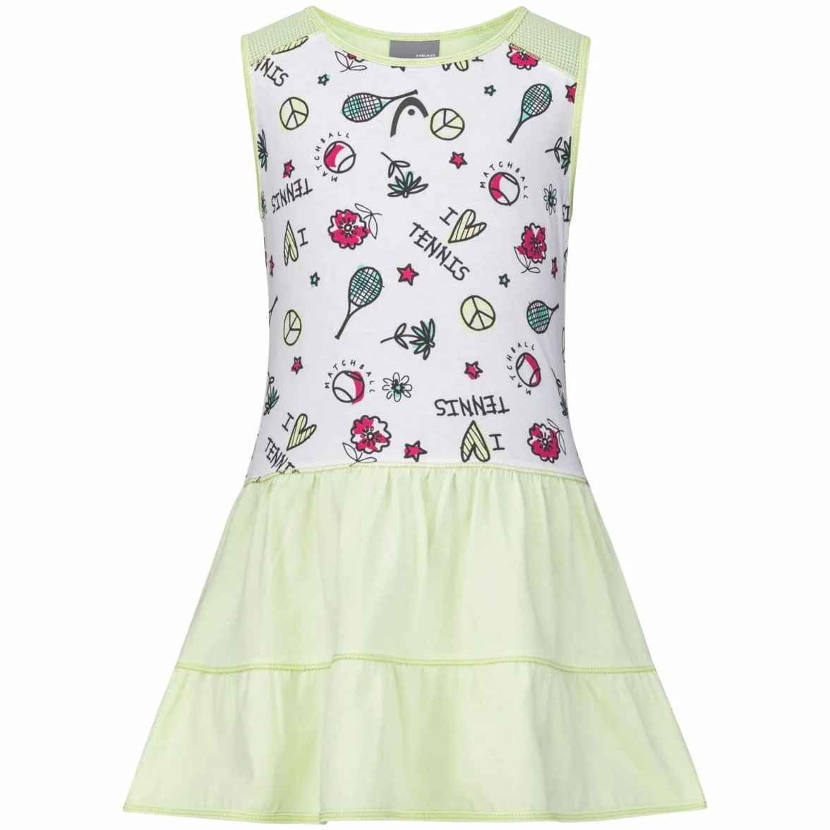 HEAD Tennis Dress Spirit Robe Fille, Vert Pastel/Imprimé, 140