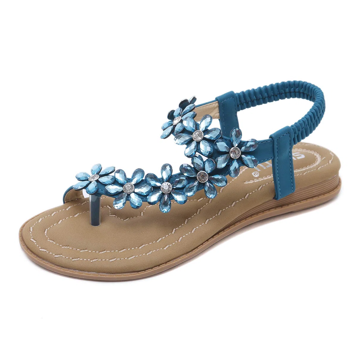 Sandales plates ZOEREA pour femmes, chaussures plates d'été en cuir PU Bohemia, entre-doigts