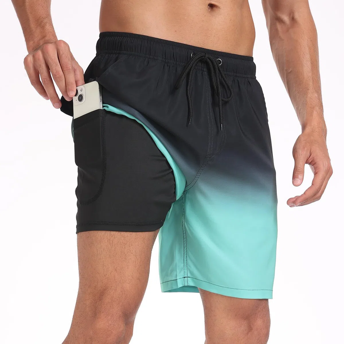 Maillot de Bain Homme avec Poche Short de Bain Imperméable à Séchage Rapide Short de Bain avec Cordon de Serrage Réglable Loisir Pantalon Court de Plage