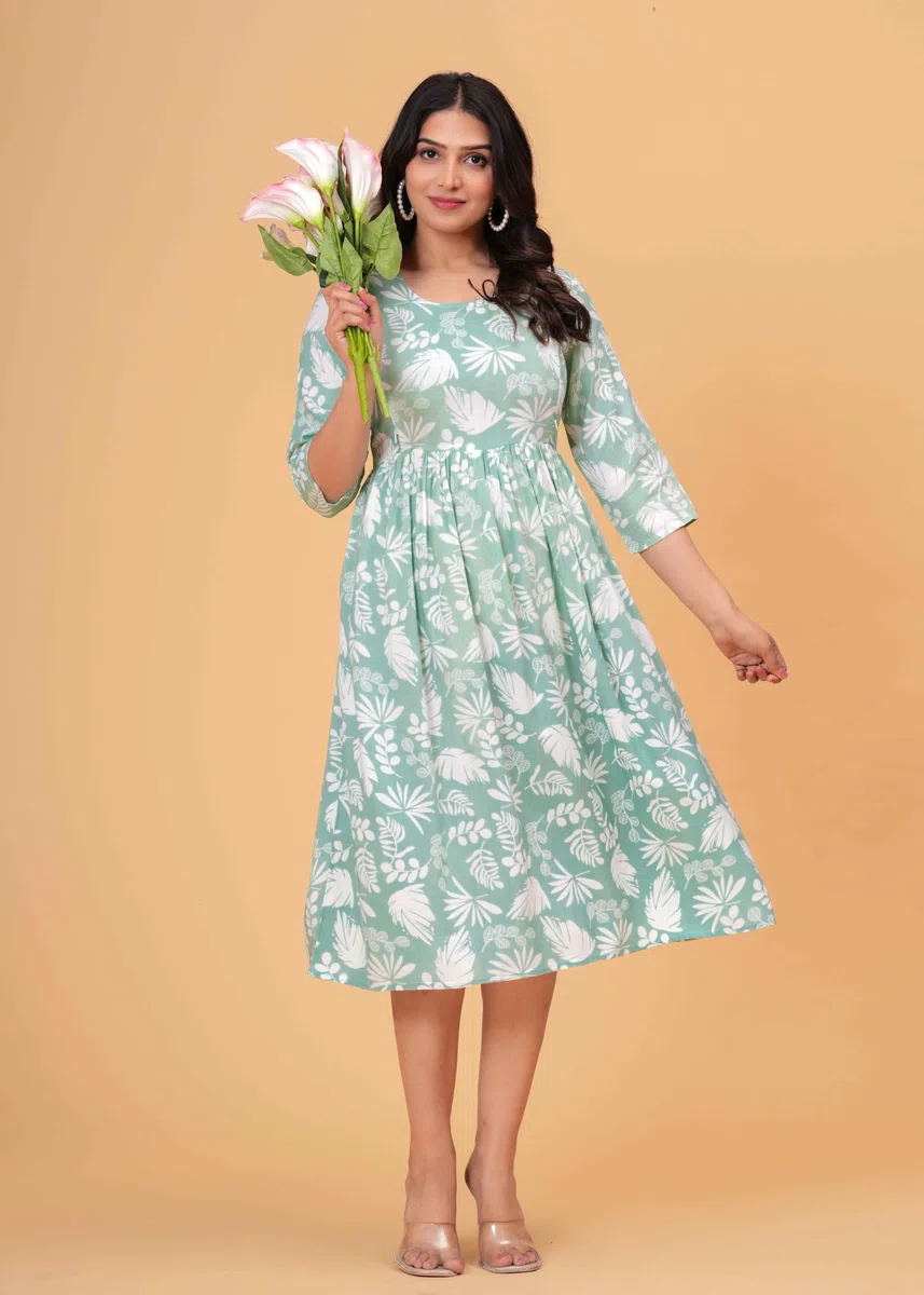 Jikonet Robe de maternité pour femme Kurti imprimée Robe d'allaitement confortable Kurta