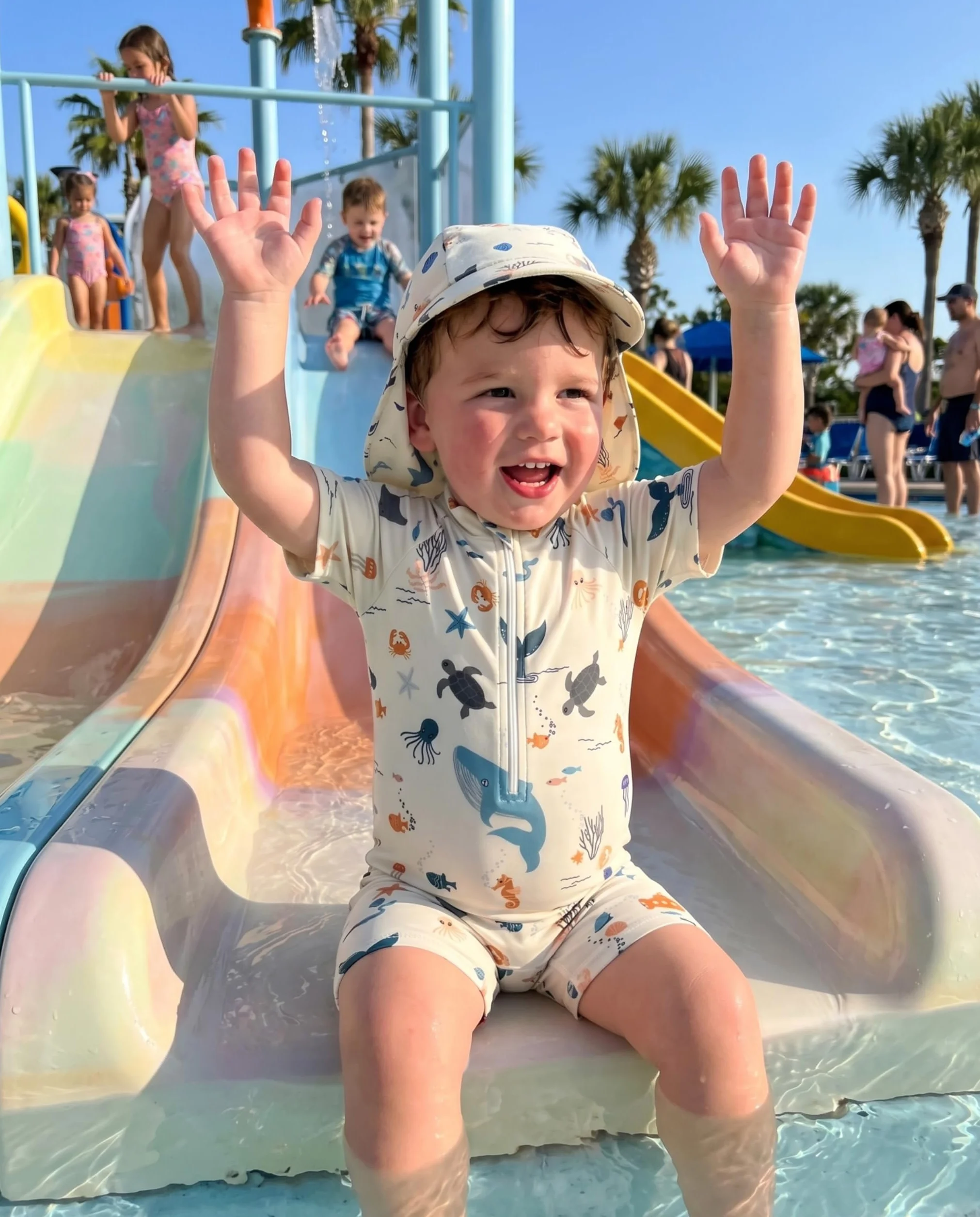 WYTbaby Maillot de bain pour bébé - Vêtement UV - Une pièce - Manches courtes - Protection UV - Pour bébé garçon - Avec chapeau de soleil