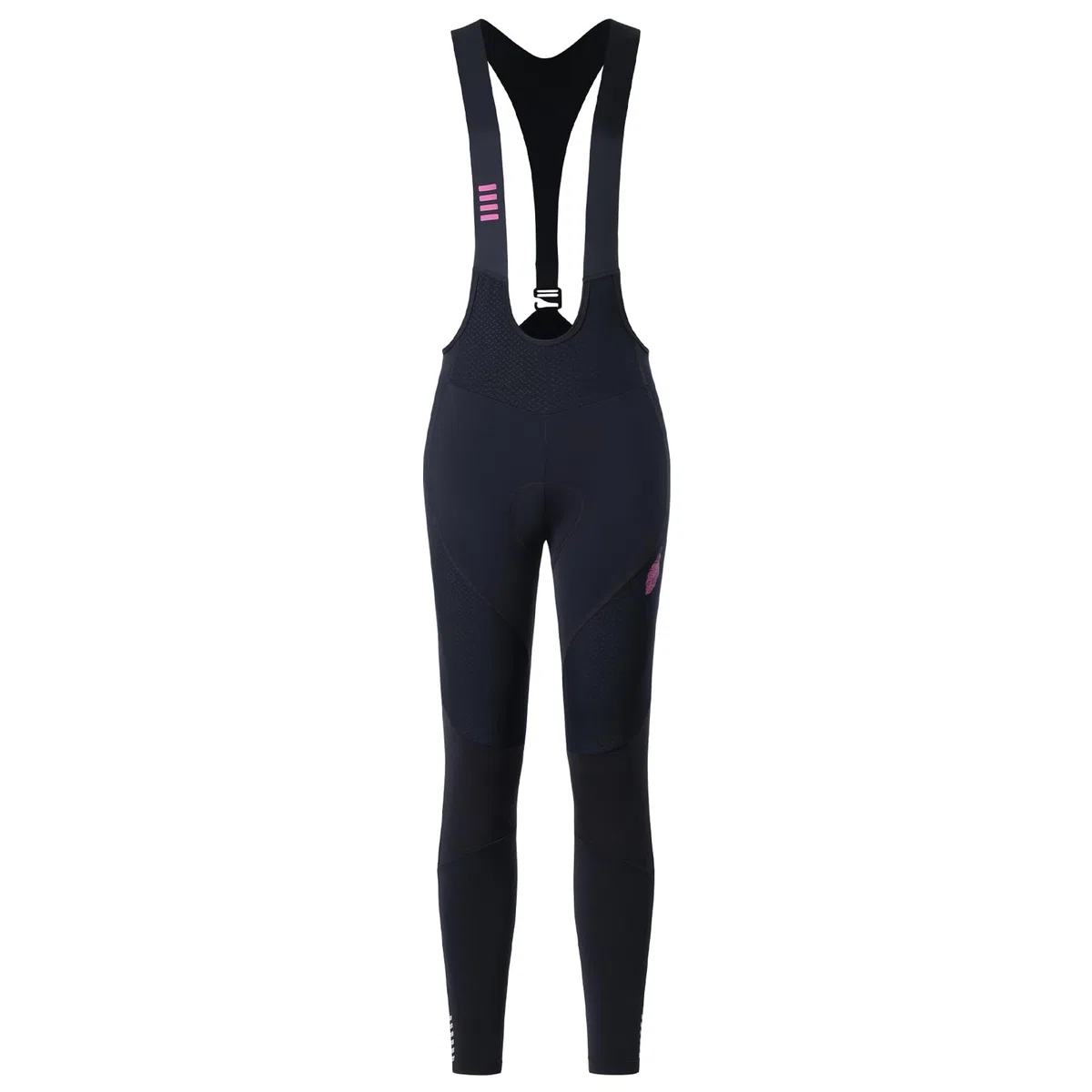 Santic Pantalon de cyclisme long à bretelles pour femme avec rembourrage de siège, fermeture éclair thermique au niveau de la jambe, super élastique, chaud, legging de cyclisme