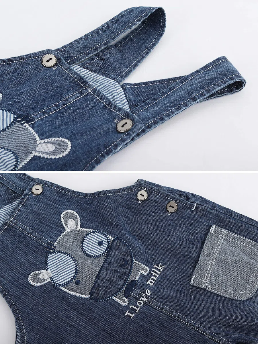 Salopettes Jeans pour Bébé Enfant Garçon Fille Denim Pantalon avec Bretelle/F105pour Printemps Automne Motif Dessin animé Taille 80/86/92/98/104/110/114/122