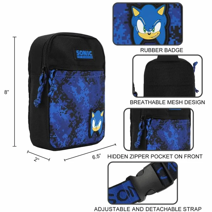 Bioworld Sonic The Hedgehog Sac à bandoulière pour garçon Bleu, bleu, Taille unique