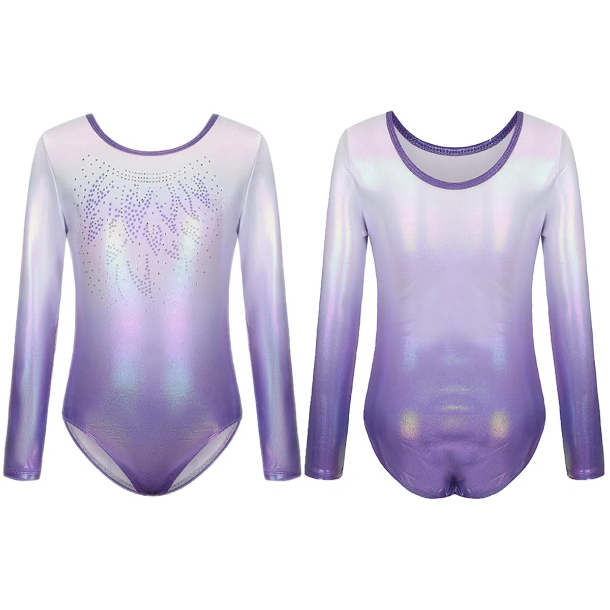 Justaucorps de Gymnastique pour Filles Trois Pièces Maillots de Gymnastique Gymnastique à Manches Longues avec Short et Bandeau