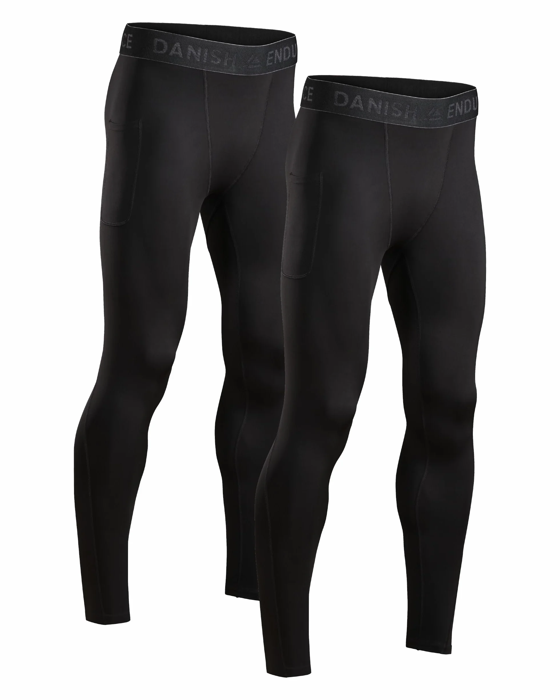 DANISH ENDURANCE Leggings de Compression pour Hommes, Collants de Course à Séchage Rapide et Anti-frottements, pour la Salle de Sport et l'Entraînement, Lot de 2