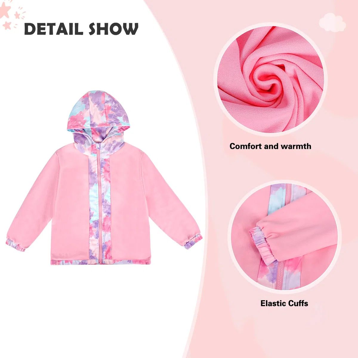 LACOFIA Veste Imperméable Enfant Filles avec Doublure Polaire Veste Chaud Coupe Vent à Capuche Blouson de Pluie Automne/Hiver pour Enfant 3~12 ans
