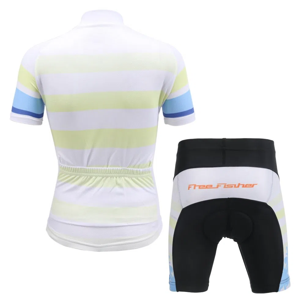 Amur Leopard Enfant Maillot de Cyclisme + Cuissard Ensemble, Noix de Coco Blanc, L(6-7 Ans)