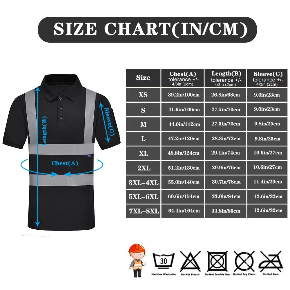 AYKRM Polo de sécurité Haute visibilité 7 Couleurs