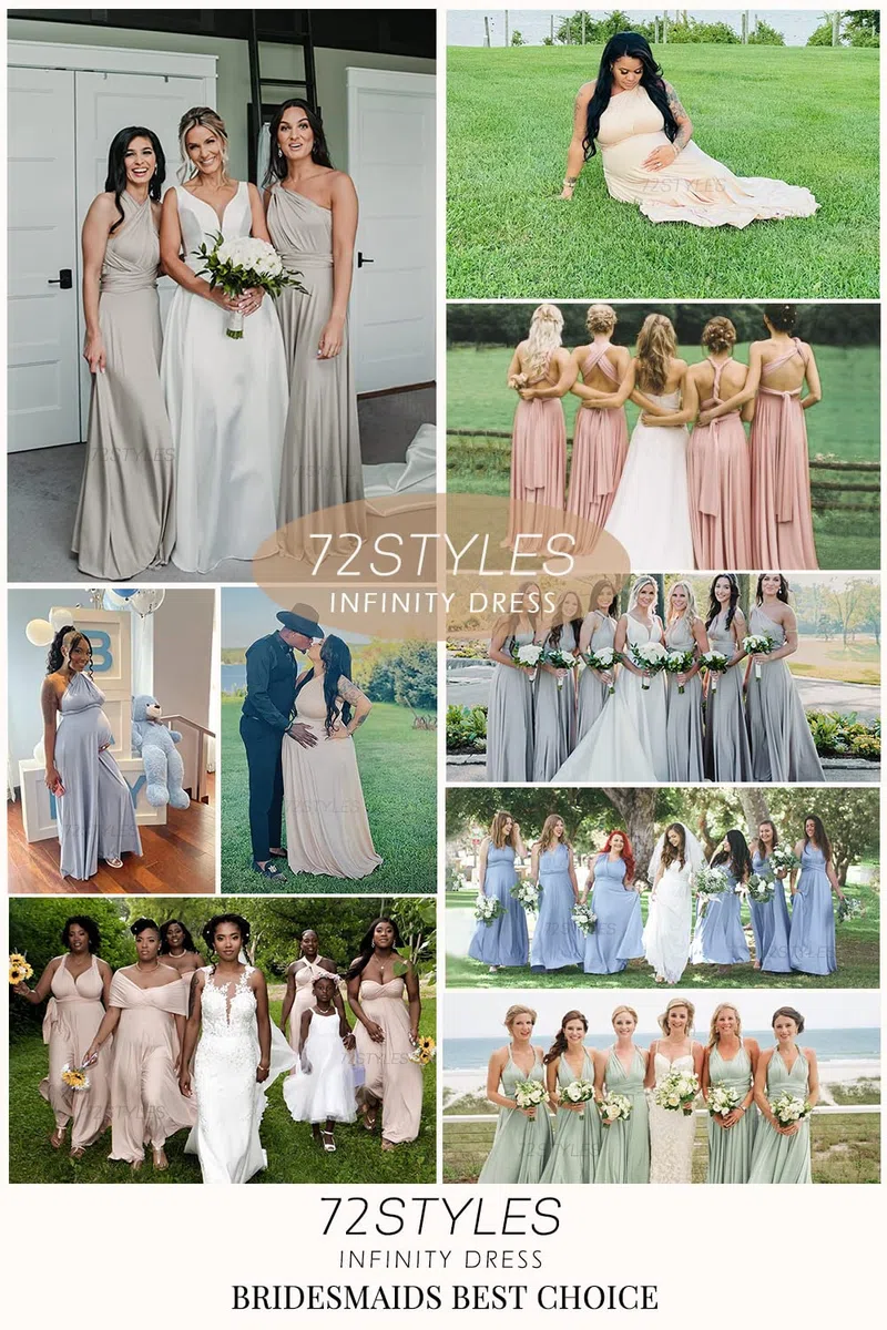 72styles Robe Infinity avec Bandeau, Robe Demoiselle d'honneur Femme Convertible, Longue, Grande Taille, Multi-Way, Soirée,Mariage Invitée