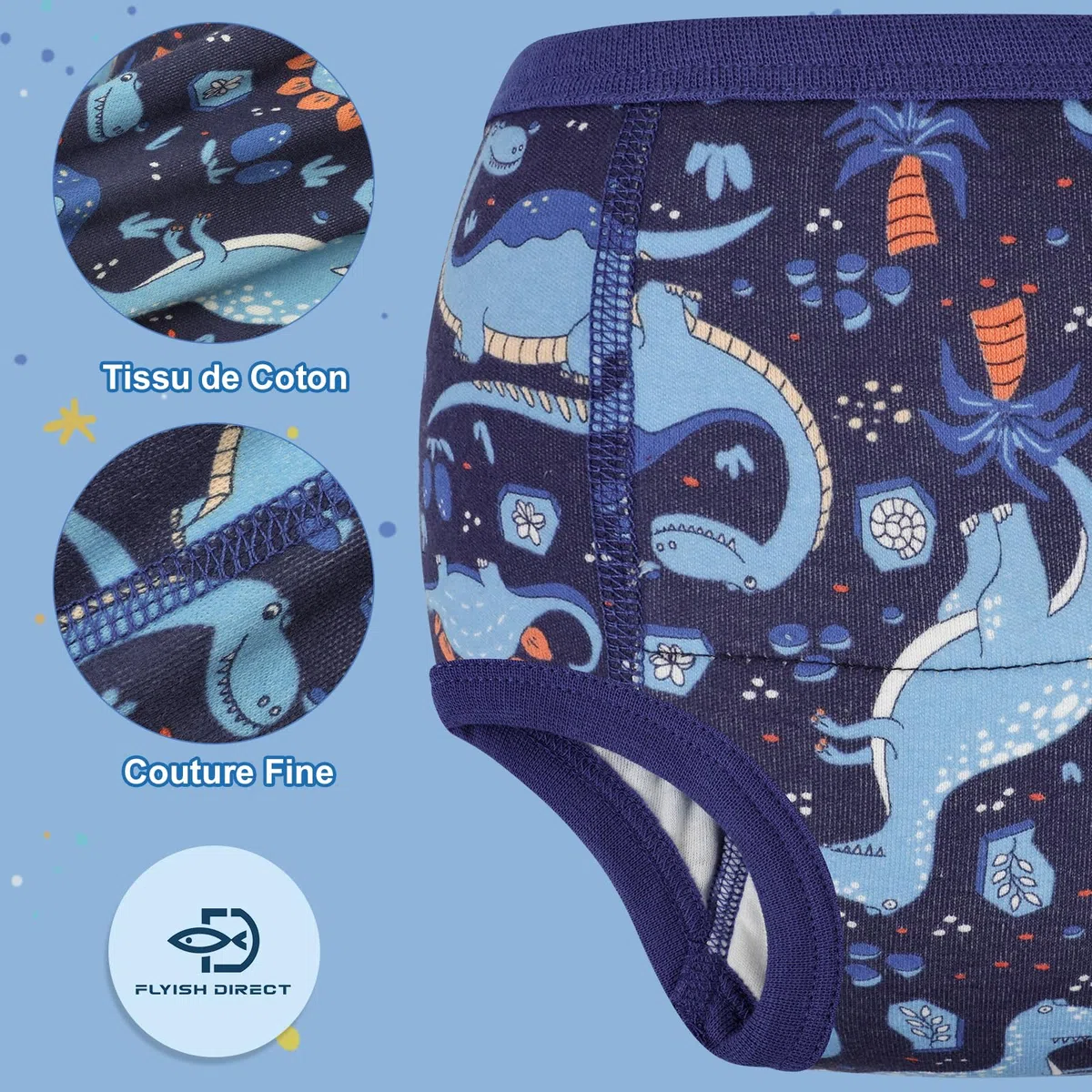 FLYISH DIRECT Culottes Apprentissage Propreté Garçons 100% Coton, Paquet de 6 Culottes d'Apprentissage Réutilisables Enfant, Culottes Apprentissage Garçons et Fille Absorbants, Mixe Cartoons, 5 Ans
