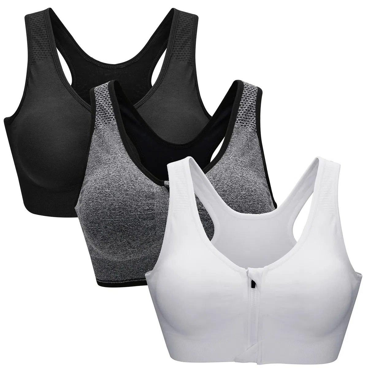 ZOEREA Soutien-Gorge de Sport Femme Zippée Devant Push Up sans Armature Lingerie Bra Courir Vest Coussinets Amovibles pour Fitness Jogging Yoga Course