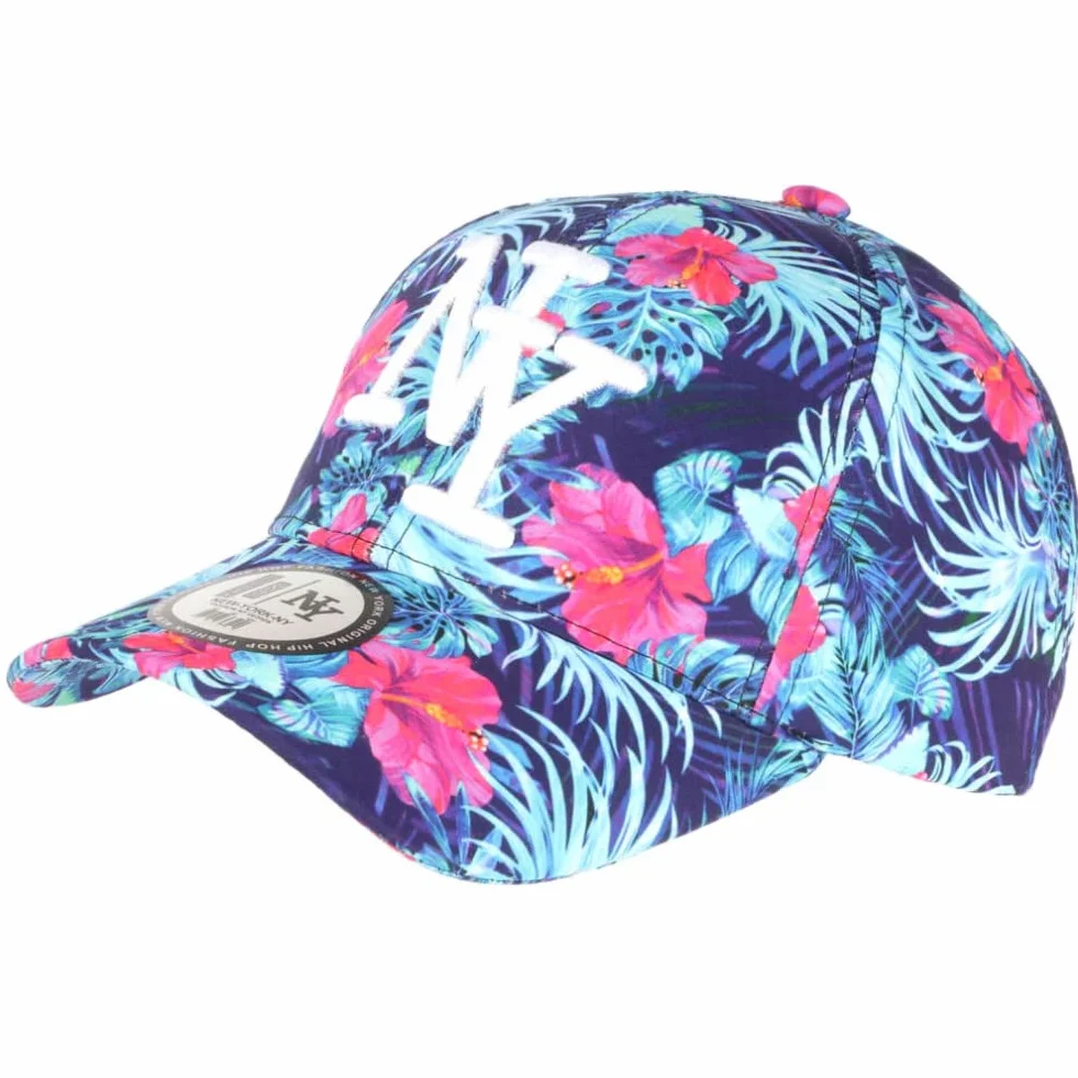 Hip Hop Honour Casquette Enfant Violette Fleurs Roses Tropicales Baseball NY Phuket de 7 a 12 Ans - Taille Unique - Violet
