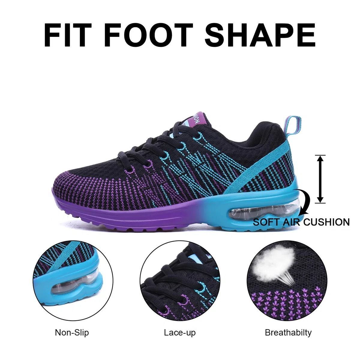 Hitmars Basket Femme Chaussures de Sport Running Sneaker Air Respirant Chaussures de Course Légères Chaussures de Running Fitness Gym Jogging Outdoor Noir Rouge Gris EU 36-42