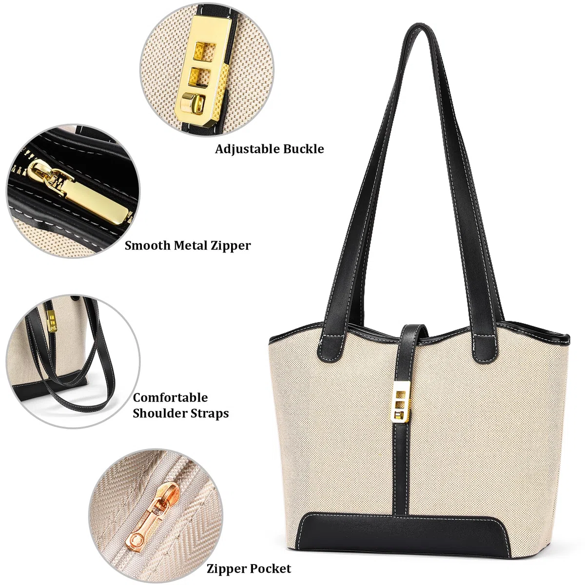 SENDEFN Sac Cabas Femme Sacs a Main Simple Grande Capacité, Sac Ordinateur Femme Portable avec Fermeture éclair et Poche Intérieure pour le Travail, l'école, le Shopping